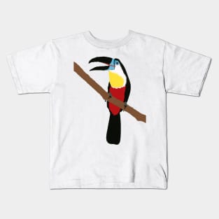 TOUCAN Colorful Tropical Bird Hand Cut Paper Original Art Kids T-Shirt